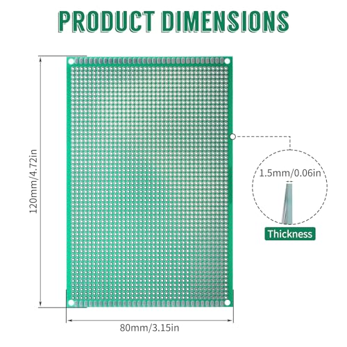 5 Pcs PCB Board, 8x12cm, Tinned Through Holes, Solder-able - size: 80*120mm