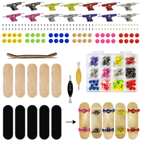 Premium Wooden Fingerboard Deck - Includes Prolific Foam Tape & Multicolour Wheels, The Classic - 30mm x 100mm - Pre-Drilled Holes Size (164PCS Finger Skateboard DIY Set) - color: 164pcs Finger Skateboard Diy Set
