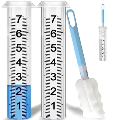 Rain Gauge Replacement Tube, Rain Gauge Outdoor Best Rated Tube,7" Capacity Accurate Rain Gauge Tube, Rain Gauge Outdoor Freeze Proof Measure Tube,2 pc Plastic Rainfall Meter Tube with 1 Brush - color: 2PCS Plastic Rain Gauge Tube A