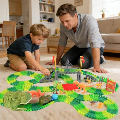BEMITON Dinosaur Race Track Toy for Kids Ages 3-6 - color: Green Dinosaur Race Track