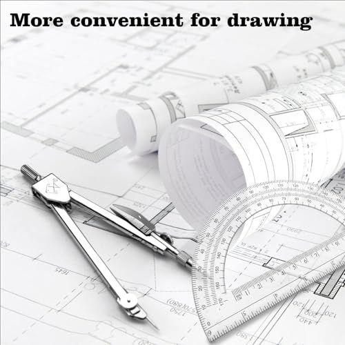 Students Geometry Math Set, Drawing Compass and 6 Inch Protractor - color: 1-transparent
