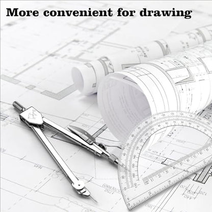 Students Geometry Math Set, Drawing Compass and 6 Inch Protractor - color: 1-transparent