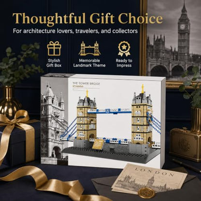 Tower Bridge Building Block Set 969 Pcs London Architecture Building Set for Adults & Teens Historic UK Landmark Model Kit Home Office Desk Decor Display Gift - style: London Twin Tower Bridge