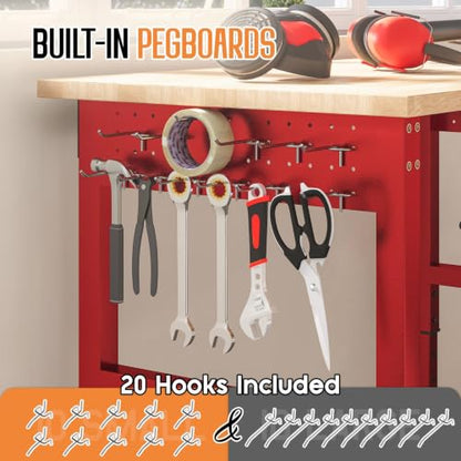 SPECRAFT 72-Inch Red Adjustable Heavy-Duty Workbench - color: Red, size: Standard/72"x24"