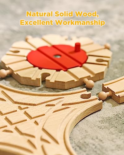 SainSmart Jr. Wooden Train Track 8pcs, Track Expansion Compatible with All Major Brands Toddler Railway Toy Train Set Boys Train Set 3+ - style: Advanced 8