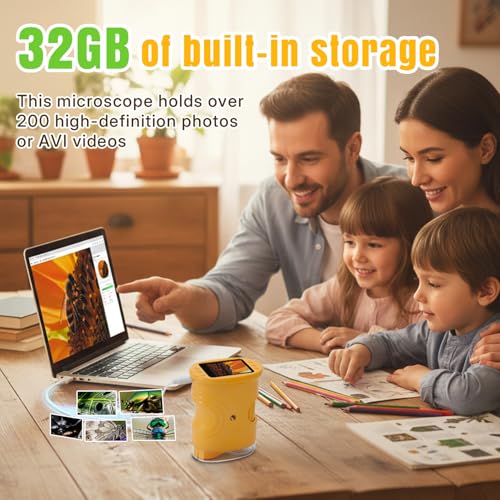 Mcbazel 1000X Handheld Digital Microscope for Kids, Rechargeable Mini Pocket Microscope with 2.0" IPS Screen, Toys Birthday Gifts for Girls Boys, Portable Edu Science Gift Age 4-12