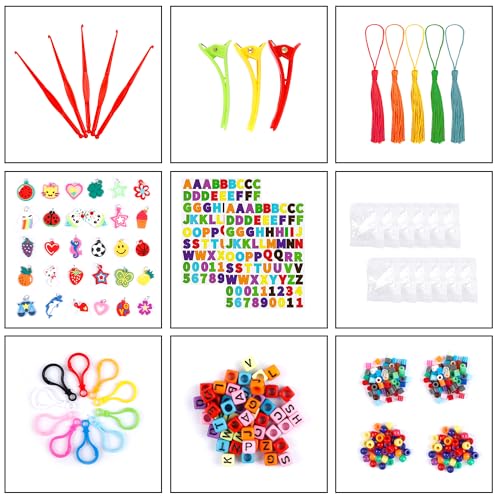 INSCRAFT Rubber Band Refill Kit: Over 11000 Rubber Bands, 28 Colors with Container, 600 Clips, 200 Beads, 52 ABC Beads, Premium Bracelet Making Refill Kit for Girls Kids Gift DIY Craft