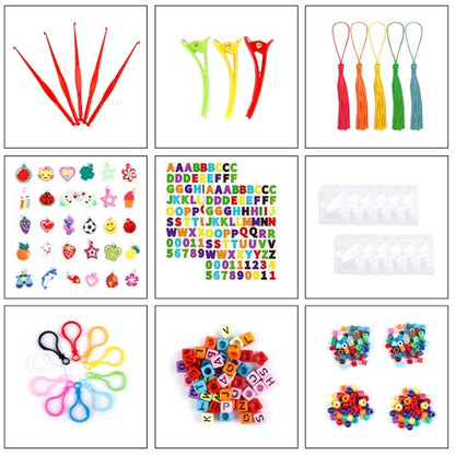 INSCRAFT Rubber Band Refill Kit: Over 11000 Rubber Bands, 28 Colors with Container, 600 Clips, 200 Beads, 52 ABC Beads, Premium Bracelet Making Refill Kit for Girls Kids Gift DIY Craft