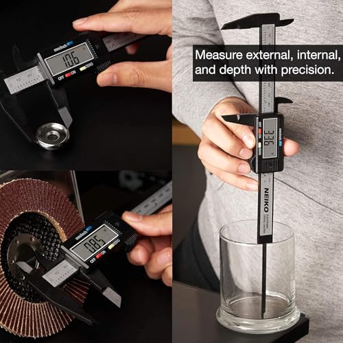 NEIKO 01417A 6” Digital Caliper | Electronic Measuring Tool | Range of 0-6”or 0-150mm | Inch and Millimeters | Large LCD Display | External and Internal Measuring Jaw | Zero Setting and Auto Off - size: 6 Inch, style: Plastic