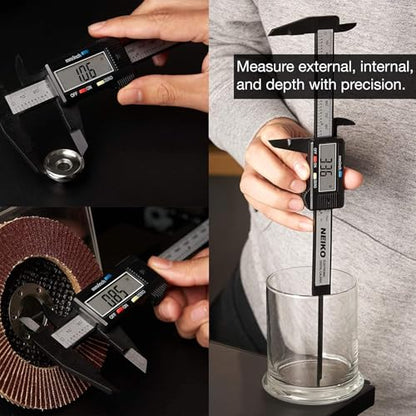 NEIKO 01417A 6” Digital Caliper | Electronic Measuring Tool | Range of 0-6”or 0-150mm | Inch and Millimeters | Large LCD Display | External and Internal Measuring Jaw | Zero Setting and Auto Off - size: 6 Inch, style: Plastic