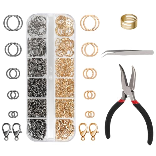 Amrules 1200 Pcs Jump Rings, Jewelry Making Kit, KC Gold & Gun Black - color: Gun Black & KC Gold