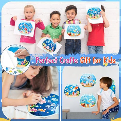 LINAYE 24 Sheets Ocean Stickers with Under The Sea Scenes, Make Your Own Sea Life Animal Fish Stickers, Ocean Summer Crafts Activities for Kids - style: Ocean 24 Sheets