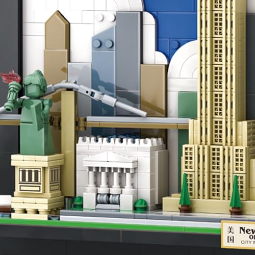 New York City Skyline Building Block Set – 1101 Pieces City Postcard Model Kit, 15.1 x 3.3 x 11.3 in, for Adults & Kids, NYC Landmark-Inspired Display for Home or Office