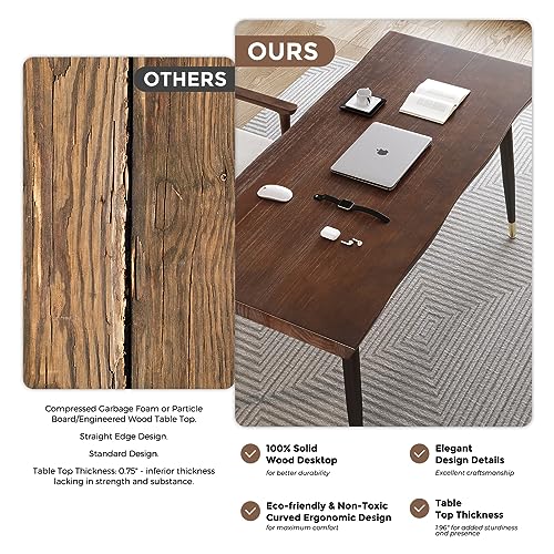 Sihtengxxhongs Modern Simple Style 55 Inch Standing Desk, Solid Wood Computer Desk with Black Metal Frame, Multipurpose Study Writing Workstation Desk for Home Office Bedroom Living Room - size: YC-1