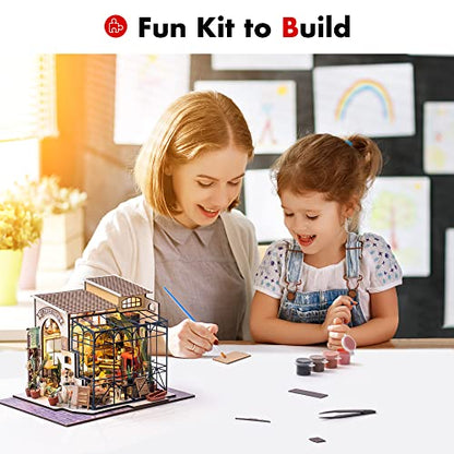 ROBOTIME DIY Dollhouse Kit Mini House with Furnitures Accessories 1:24 Scale Craft Kit - Emily's Flower Shop - color: Emily's Flower Shop