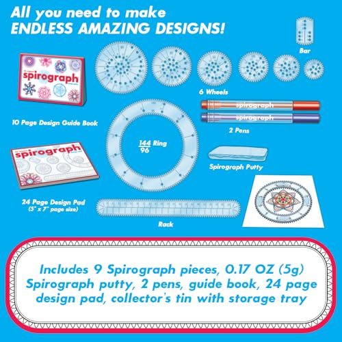 Spirograph Design Set Collectors Tin Arts and Crafts for Kids Drawing Kit