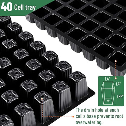 Mr. Pen- Seed Starter Tray Kits, 5 Set, Total 200 Cells - size: 40-Cells 5-Pack