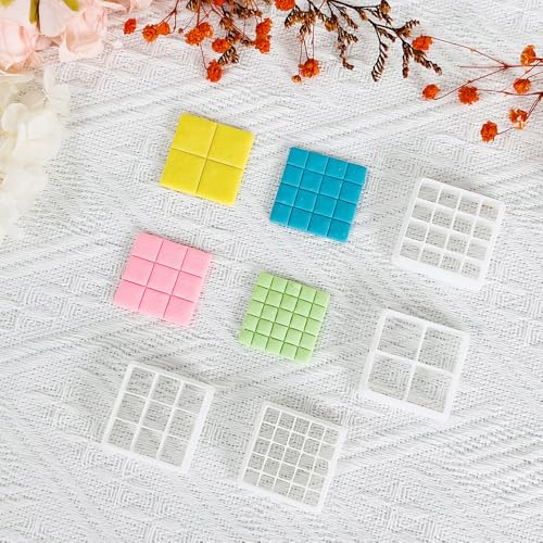 Xaekicr Grid Square Polymer Clay Cutters Set – 4PCS Geometric Clay Cutters for DIY Jewelry Making, Clay Tools for Polymer Clay Molds and Earring Projects - color: L color