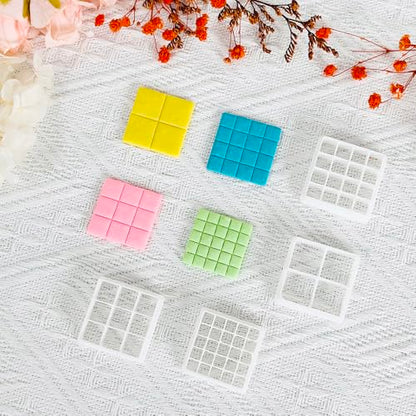 Xaekicr Grid Square Polymer Clay Cutters Set – 4PCS Geometric Clay Cutters for DIY Jewelry Making, Clay Tools for Polymer Clay Molds and Earring Projects - color: L color