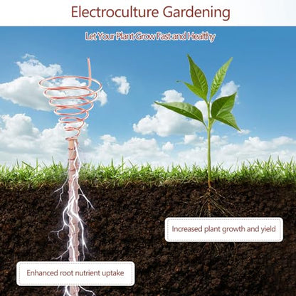 YBB Electroculture Gardening Copper Kit with 99.9% Pure Copper Wire 16 Gauge 65.6 Ft, 2 PCS Fibonacci Coil Winding Jigs, 12 PCS Wooden Stakes Antennas for Garden Plants Vegetables Growing - color: Brown