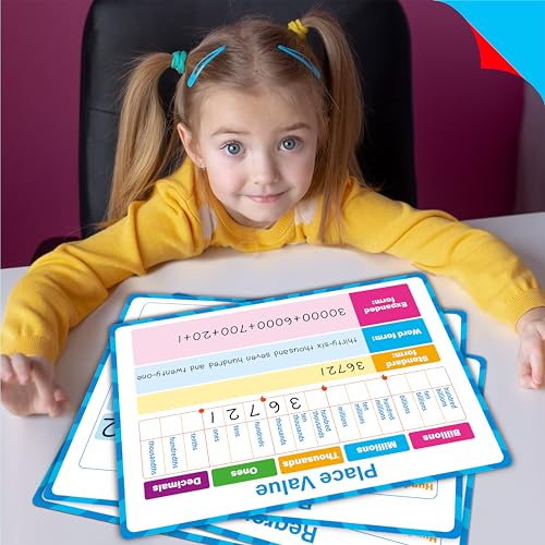 8 Packs Place Value Whiteboards, Double Sided Dry Erase Card Writable and Erasable Math Learning White Board for Kids, Students, Classroom and Home (Each Measures 12” x 9”) - color: Place Value Whiteboards-a