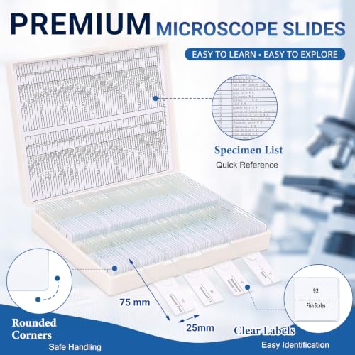 Tellegloww 120 Pcs Microscope Slides with Specimens for Kids & Students