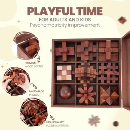Mytothfy Wooden Brain Teaser Puzzles for Adults Teens, 3D Puzzle Game Toys - color: Style G