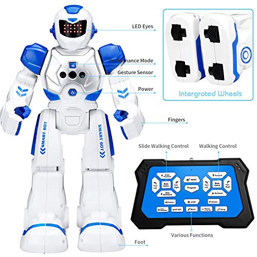 KingsDragon Robots Toy for Kids, RC Robot Gesture Sensing Smart Toy - color: Blue,white