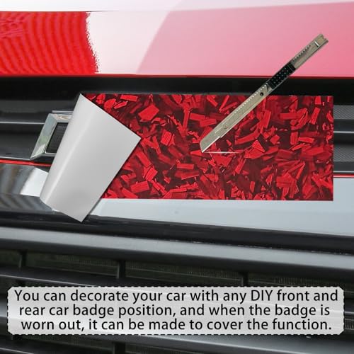 QianBao Compatible with 11.8" x 4" Chevy Bowtie Emblem Vinyl Wrap Kit - color: Forged Carbon Fiber Red 3