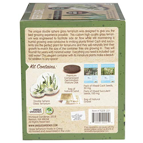 Grow Your Own Desert Escape in A Quality Glass Terrarium Starter Kit with Complete Supplies - Easy to Maintain Indoor Cacti and Succulents - Over A Dozen Desert Plants That Will Last for Years! - style: Desert Escape Growarium