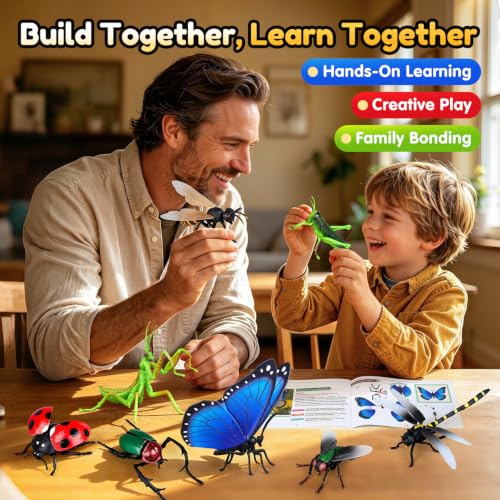 Drefirsa 8Pcs Realistic Bug Building Toy, Educational Toy for Kid Age 6+