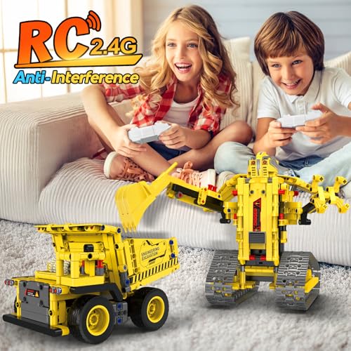 Robot Building Kits, 5-in-1 Stem Toys for Boys Age 8-14, APP & Remote Control Excavator Kids Construction Toys, Programmable Erector Sets, Educational Robotic Kit Gifts for Girls Boys (555 PCS) - style: 5-In-1