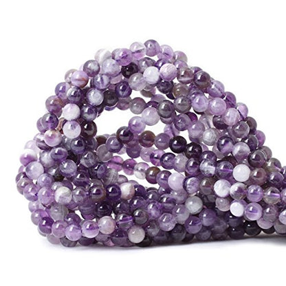 60PCS 6mm Natural Dog Teeth Amethyst Gemstone Round Loose Beads Crystal Energy Stone Healing Power for Jewelry Making 1 Strand 15" - color: Dog Teeth Amethyst, size: 6mm
