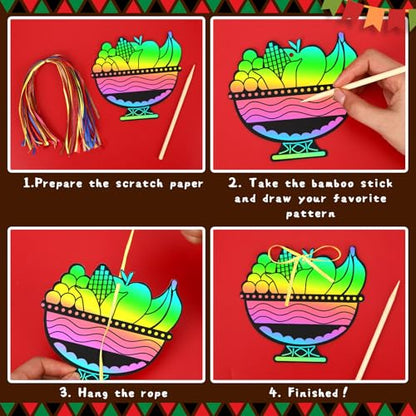 JULMELON 36 PCS Kwanzaa Crafts for Kids Holiday Magic Rainbow Scratch Cards - style: Kwanzaa Crafts
