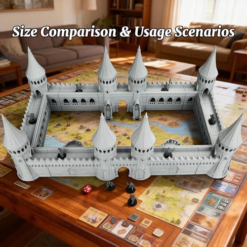 AUSPDICE TTRPG Scenery Modular Fortress, 25mm Dungeon Walls, Defense Towers - color: Af1104 a City Walls Set