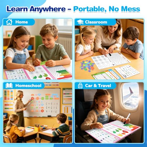 homicozy Magnetic Fraction Playbook for Kids 6-12, Visual Fraction Tiles - color: Blue