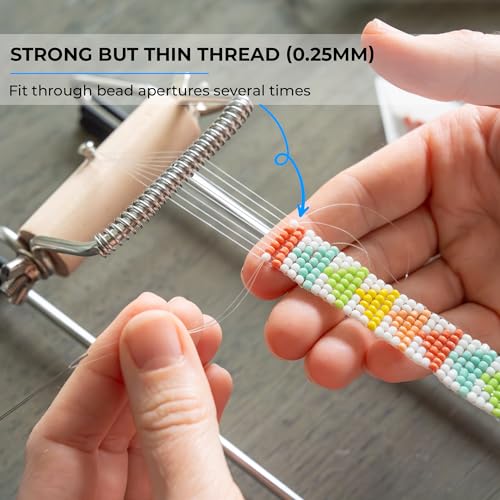 Complete Bead Loom Kit with 24,000 Colorful Glass Beads for Jewelry Making, Non-Stretch Thread and Big-Eye Beading Needles - DIY Craft Supplies Set for Creating Beaded Bracelets, Earrings, Rings