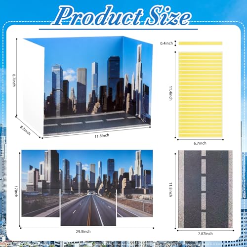 AmazingSpark 2 Set City Style Diorama Box and Road Sticker Decor, City Diorama Project Supplies Set, Cardboard Display Case Kit & Cards with Double Sided Tapes for Cars Miniature DIY Crafts - style: City