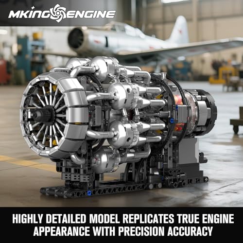 Mould King 10216 Aircraft Engine Building Kit for Adults, Mini Transmission Engine Model Toy for Display, DIY STEM Project for Teens(1214 PCS) - style: Aircraft Engine