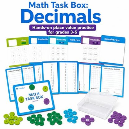 Math Task Box Set Place Value Decimals, 5 Boxes