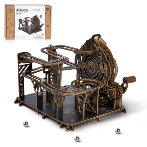 3D Wooden Puzzles for Adults, City of Dark Marble Run Mechanical Model Building Kits for Adults to Build, Wooden Puzzles Gear Ball Building, DIY Kits Puzzle Gifts for Adults Home Decor - color: City of Dark