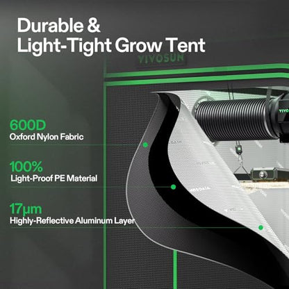 VIVOSUN GIY Smart Grow Tent System 3x3, WiFi-Integrated Grow Tent Kit, with Automate Ventilation and Circulation, Schedule Full Spectrum 200W LED Grow Light, and GrowHub E42A+Controller - size: 36"x36"x72"
