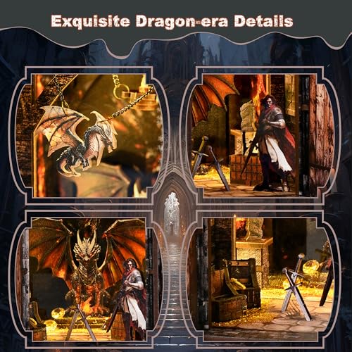 DIY Book Nook, Miniature House Kit with LED Lights - Dragon Castle