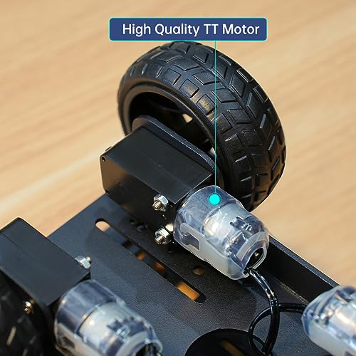 LewanSoul 4WD Smart Chassis Car Kit with Aluminum Alloy Chassis, TT Motor, 66mm Wheels, Robotic Moving Platform (Black, Unassembled)