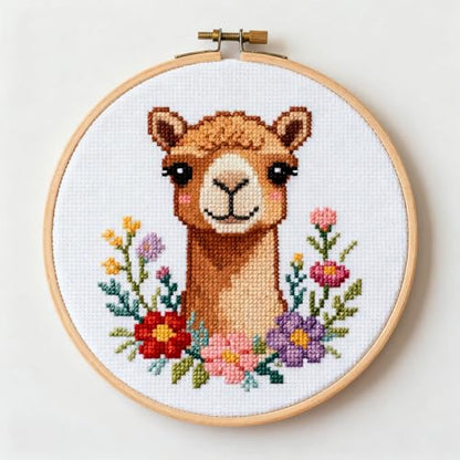 DIY Cross Stitch Kits Llama in Flowers 20x20cm - color: 08-Llama