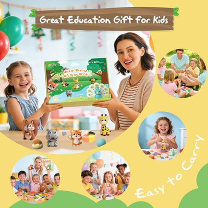 Air Dry Clay Kit, 12 Animals Modeling Clay for Kids, Model Magic Clay with Sculpting Tools, Safe & Non-Toxic, DIY Arts & Crafts School Projects, Home Party Favors (Clay Animals Kingdom kit) - color: Clay animals kingdom kit