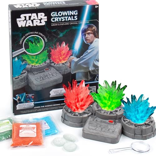 STAR WARS Glowing Crystals, Crystal Growing Kit with Light Up Display Stand, Grow 3 Colorful Crystals, Gift for 8 Year Old Boy, Merch, Toys for Boys Age 8-12 - color: Crystal-growing Kit