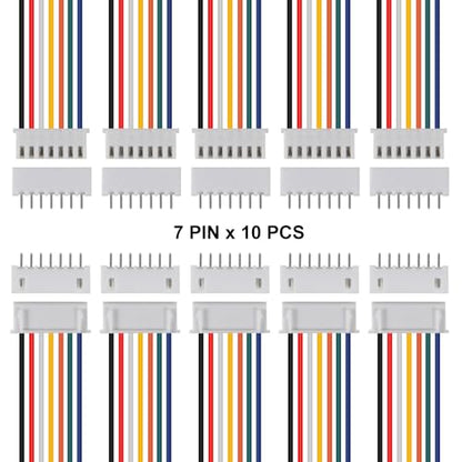 ACEIRMC 10Pairs JST-XH Connector Kit, XH 2.54mm 7 Pin Header Male and Female Connectors Plug Adapter with Flat Wire Cable 200mm 26AWG Compatible with JST XH (7P) - color: 7P