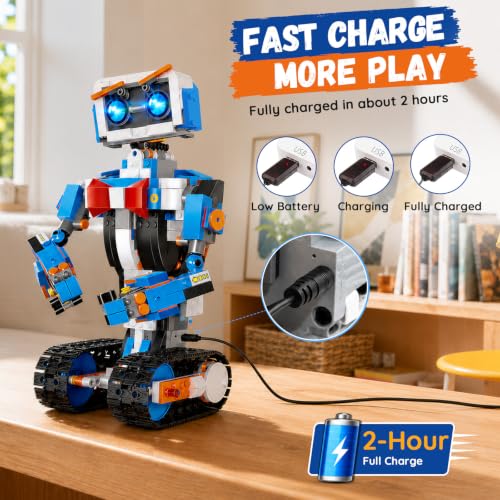 STEM Robot Building Kit for kids 8-12, App & Remote Control Robot Toys
