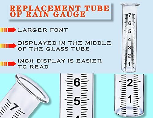 JMBay rain Gauge Replacement Tube Glass, 7 inch Glass rain Gauge Replacement Tube with Lip, rain Gauge Tube Outdoor for Yard Garden, with Clean Tube Brush, Best Rated,2 Packs - color: 2PCS Glass Rain Gauge Tube